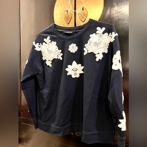Victoria Beckham for Target Blue sweatshirt with white embroidered flowers